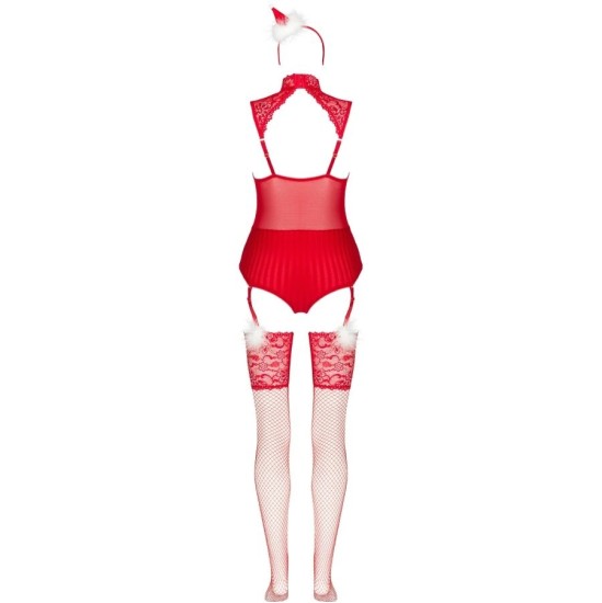 Livco Corsetti Sets LIVCO CORSETTI FASHION - LIMPID SNOWFLAKES LC 90604 BODY + STOCKINGS + CHRISTMAS HEADBAND S/M