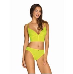 Obsessive Neonia 2 Piece Bra Set with Zipper Neon Yellow