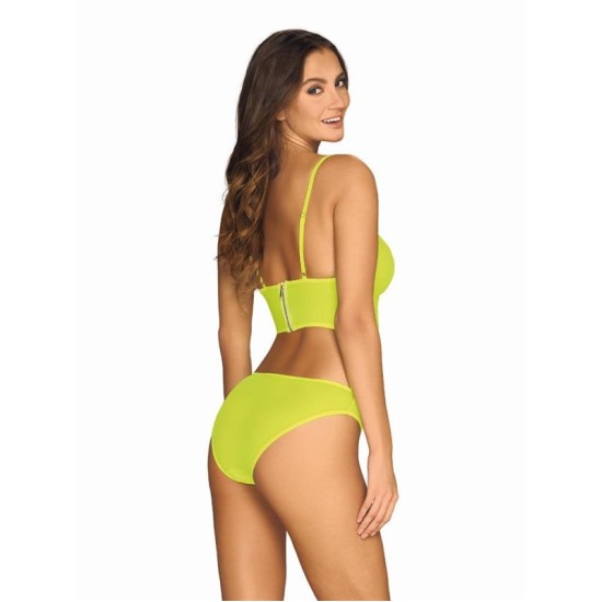 Obsessive Neonia 2 Piece Bra Set with Zipper Neon Yellow
