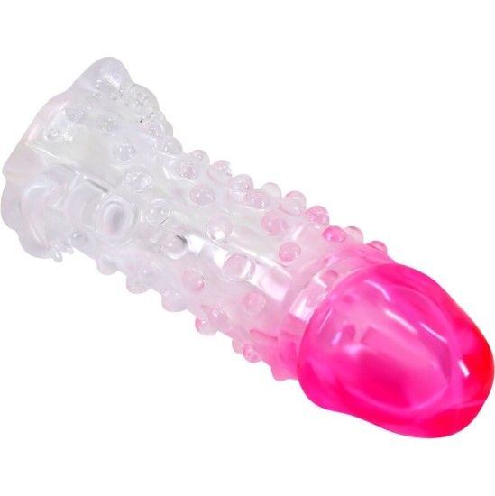 Pretty Love WILFORD REALISTIC ENLARGEMENT SHEATH WITH EMBOSSED PENIS PINK