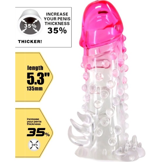 Pretty Love WILFORD REALISTIC ENLARGEMENT SHEATH WITH EMBOSSED PENIS PINK