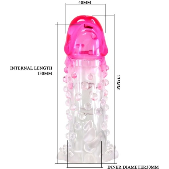 Pretty Love WILFORD REALISTIC ENLARGEMENT SHEATH WITH EMBOSSED PENIS PINK