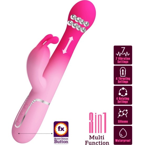 Pretty Love DEJON 3 IN 1 MULTIFUNCTION RABBIT VIBRATOR PINK