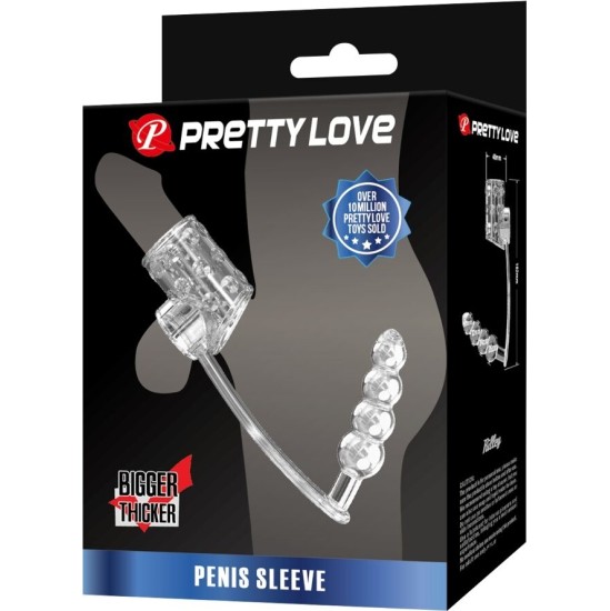 Pretty Love Male PRETTY LOVE - PENIS SLEEVE WITH ANAL PLUG TRANSPARENT