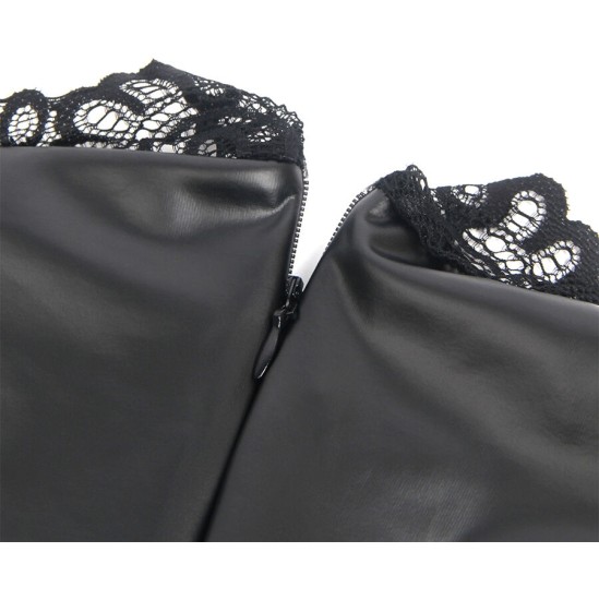 Subblime Dresses SUBBLIME - 957551 LACE COLLAR LEATHER DRESS BLACK L/XL