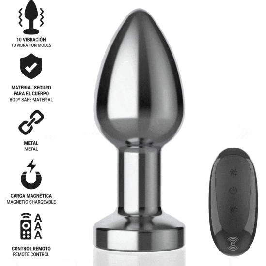 Intense Anal Toys INTENSE - ANAL PLUG 10 VIBRATIONS METAL WITH REMOTE CONTROL M