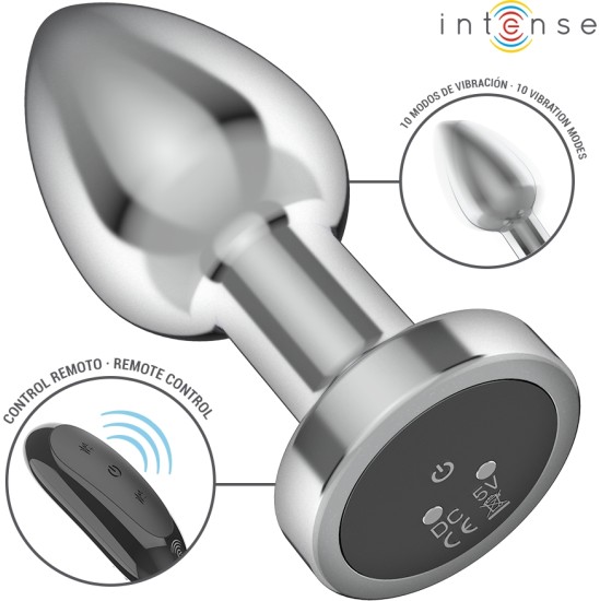 Intense Anal Toys INTENSE - ANAL PLUG 10 VIBRATIONS METAL WITH REMOTE CONTROL M