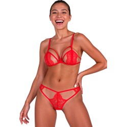 Passion Woman Sets PASSION - ANUVERA BRA + THONG SET FIRE BRICK S/M