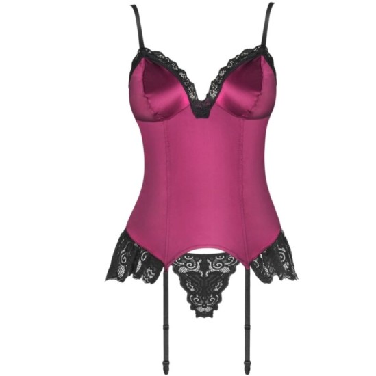 Livco Corsetti Sets LIVCO CORSETTI FASHION – AGRAFENA CF 90436 KORSET + THONG BURGUNDY S/M