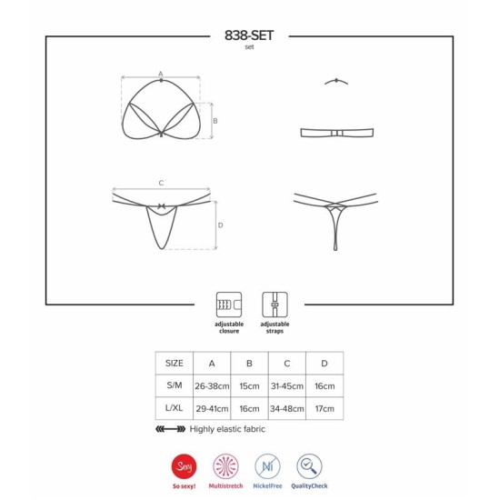 Obsessive 838-SET-3 2-osaline komplekt