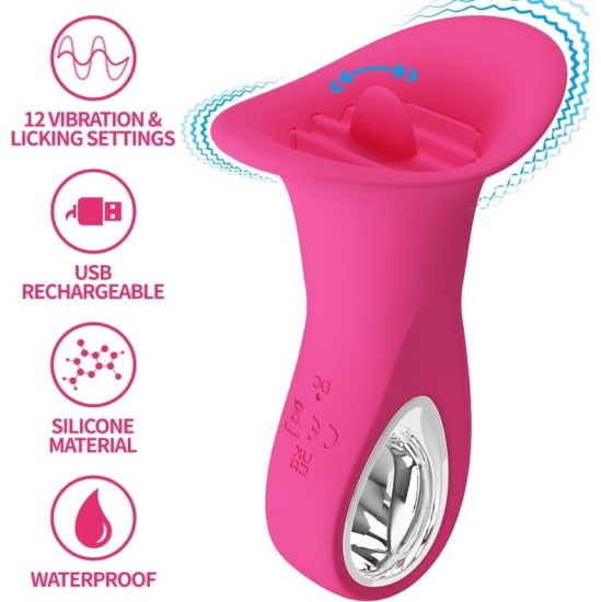 Pretty Love Flirtation PRETTY LOVE – CLYDE ORALINIS VIBRATORIAUS VIBRATINGAS LIŽŪZIS, 12 VIBRATIONS PINK