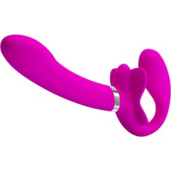 Pretty Love VALERIE DOUBLE STRAP-ON VIBRATOR 12 VIBRATIONS PURPLE