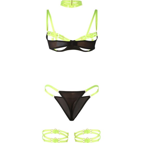 Subblime Sets SUBBLIME - 955281 BRA SET WITH NECKLACE AND LEG DETAILS FLUORESCENT GREEN L/XL