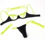 Subblime Sets SUBBLIME - 955281 BRA SET WITH NECKLACE AND LEG DETAILS FLUORESCENT GREEN L/XL