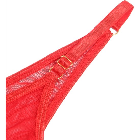 Subblime Sets SUBBLIME - 955519 BRA SET WITH CHAINS AND MESH HEART RED S/M