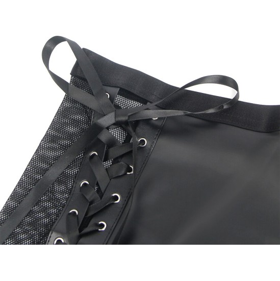 Subblime Sets SUBBLIME - 957599 LEATHER BRA AND SKIRT SET BLACK L/XL