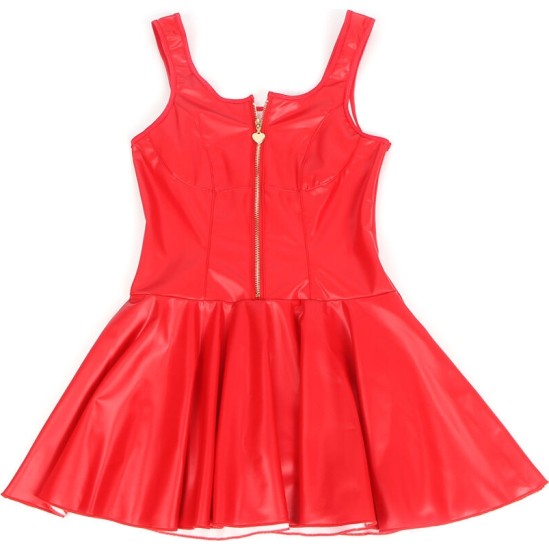 Subblime Dresses SUBBLIME - 957681 HEART ZIPPER LEATHER DRESS RED S/M