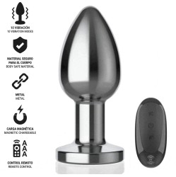 Intense Anal Toys INTENSE - ANAL PLUG 10 VIBRATIONS METAL WITH REMOTE CONTROL L