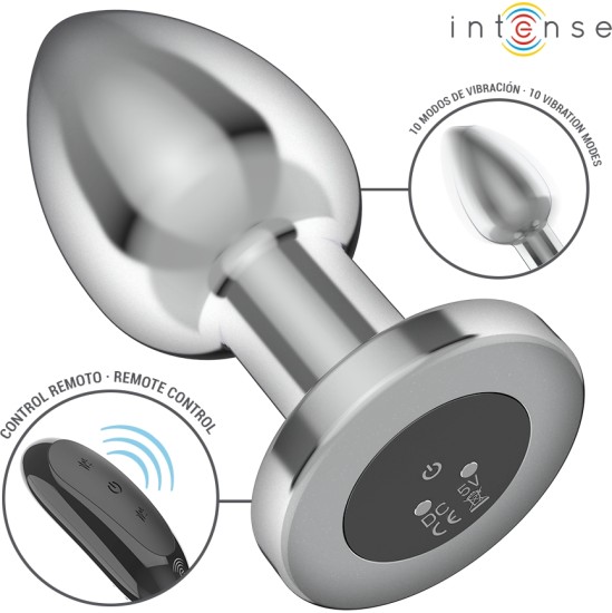 Intense Anal Toys INTENSE - ANAL PLUG 10 VIBRATIONS METAL WITH REMOTE CONTROL L