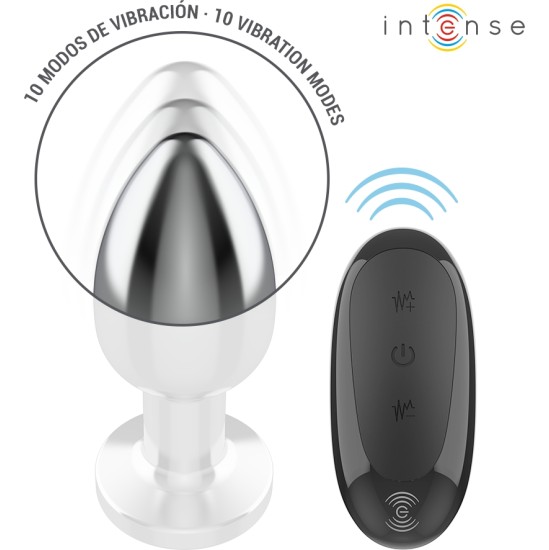 Intense Anal Toys INTENSE - ANAL PLUG 10 VIBRATIONS METAL WITH REMOTE CONTROL L