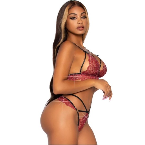 Leg Avenue Sets LEG AVENUE - 81623 BRA + THONG SET BURGUNDY SIZE M