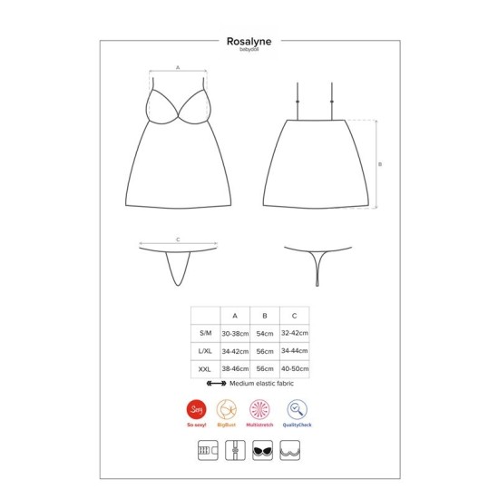 Obsessive Rosalyne Babydoll ir stringai Red Dydis S/M