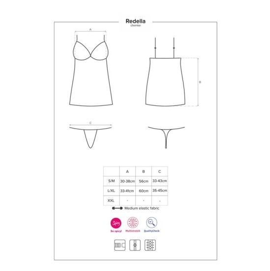 Obsessive Redella Chemise ir juodi stringai