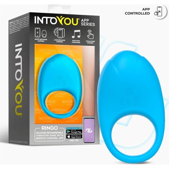 Intoyou App Series Ringo vibrējošs gredzens ar lietotni Unibody Blue