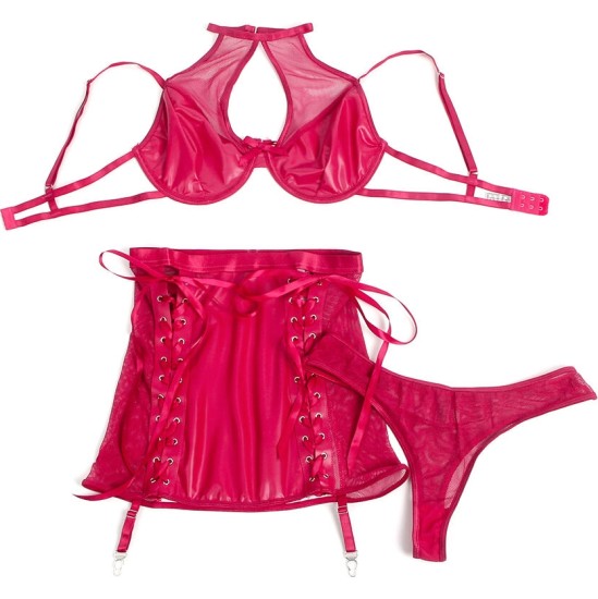 Subblime Sets SUBBLIME - 957605 LEATHER BRA AND SKIRT SET RED S/M