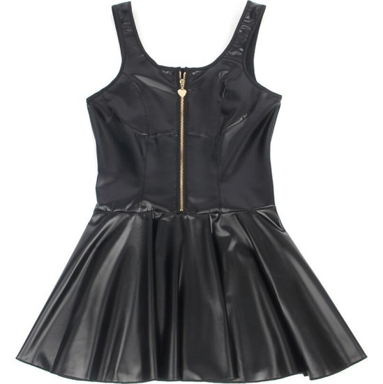 Subblime Dresses SUBBLIME - 957667 HEART ZIPPER LEATHER DRESS BLACK S/M