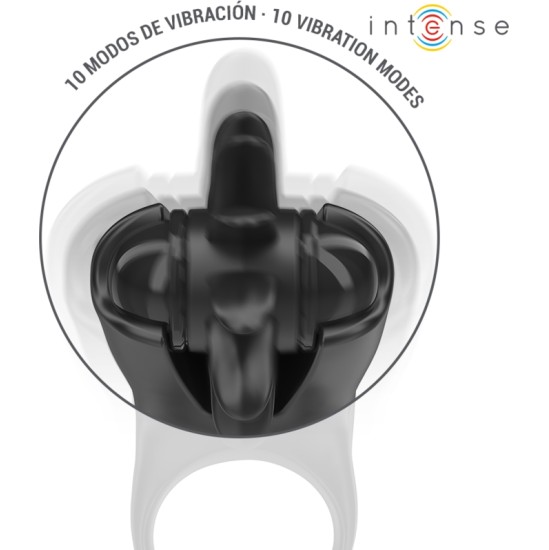 Intense Couples Toys INTENSE - MABEL VIBRATING RING 10 VIBRATIONS WITH CLITORIS STIMULATOR BLACK