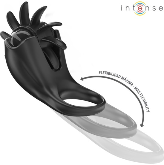 Intense Couples Toys INTENSE - MABEL VIBRATING RING 10 VIBRATIONS WITH CLITORIS STIMULATOR BLACK