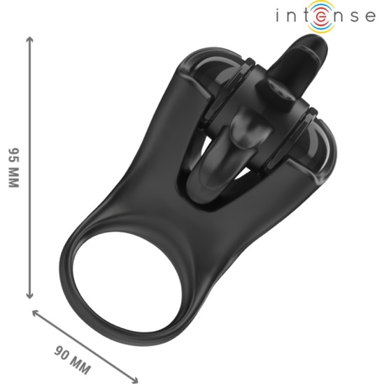 Intense Couples Toys INTENSE - MABEL VIBRATING RING 10 VIBRATIONS WITH CLITORIS STIMULATOR BLACK