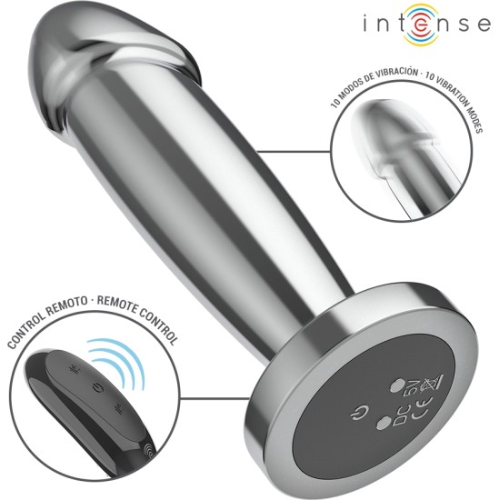 Intense Anal Toys INTENSE - ANAL PLUG 10 VIBRATIONS METAL DILDO WITH REMOTE CONTROL S