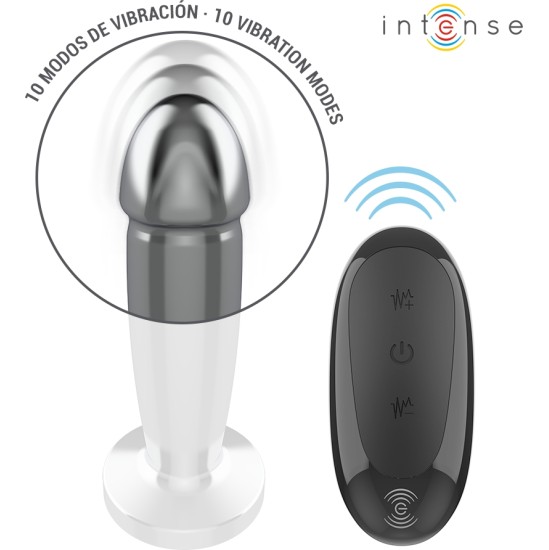 Intense Anal Toys INTENSE - ANAL PLUG 10 VIBRATIONS METAL DILDO WITH REMOTE CONTROL S