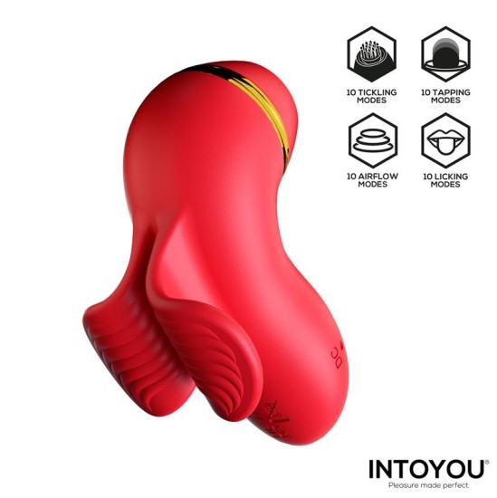 Intoyou Beeny Stimulator with 4 Caps, Suction, Tapping, Tickling and Licking