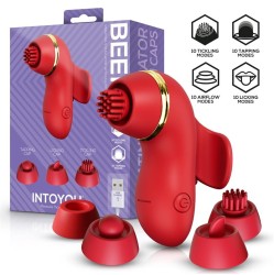 Intoyou Beeny Stimulator with 4 Caps, Suction, Tapping, Tickling and Licking