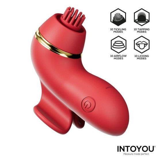 Intoyou Beeny Stimulator with 4 Caps, Suction, Tapping, Tickling and Licking