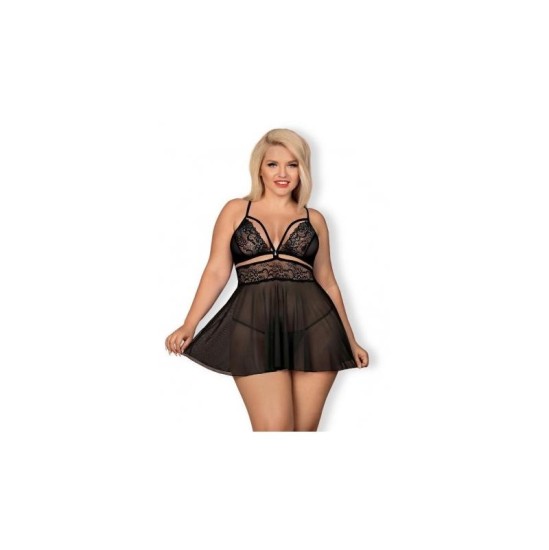 Obsessive Babydoll ja stringide komplekt, must